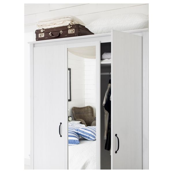 Шкаф платяной 3-дверный БРУСАЛИ, белый (131x190 см) - фото 7