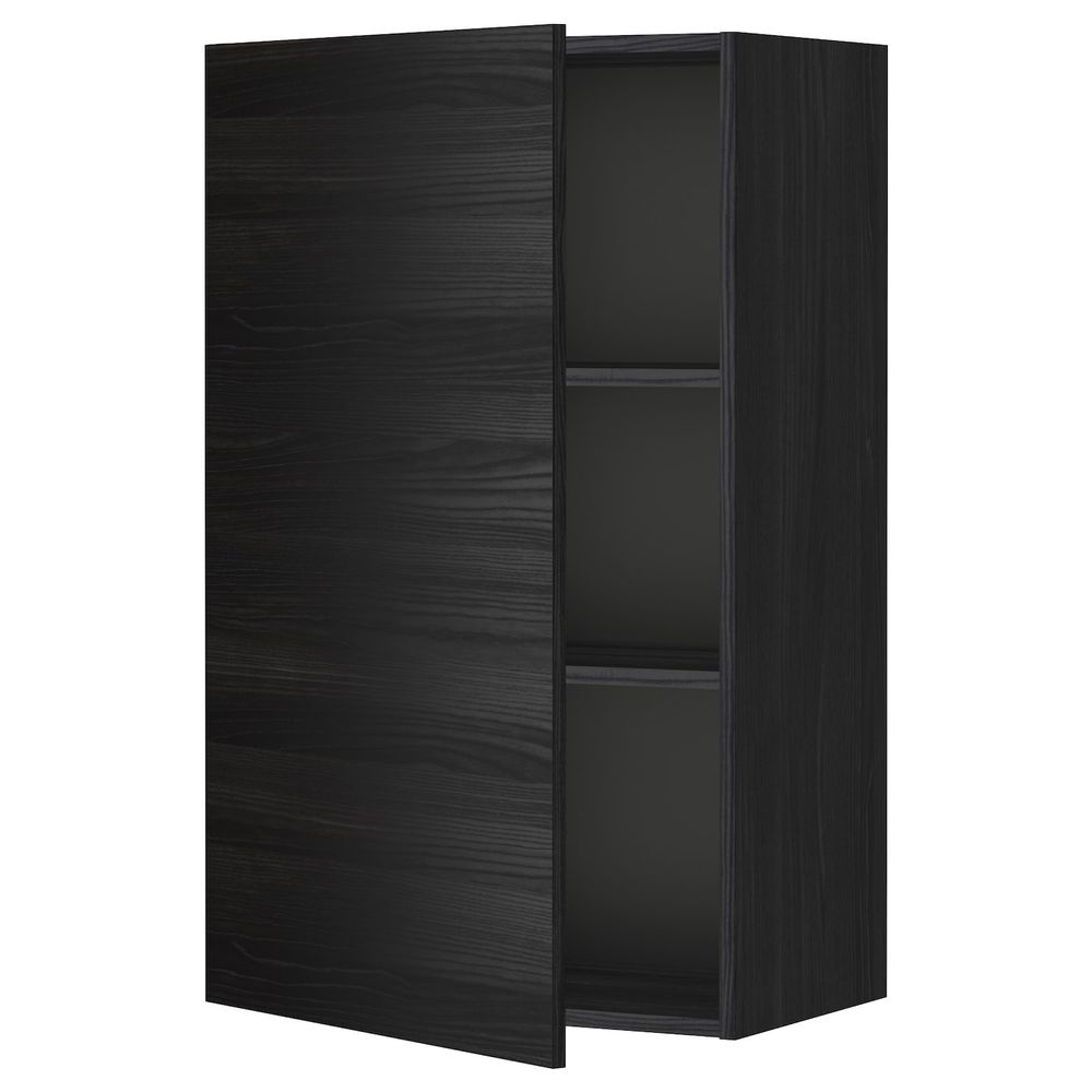 Шкаф навесной с полкой, черный, Тингсрид черный 60x100 см IKEA МЕТОД 792.322.57 - схема-чертеж с размерами