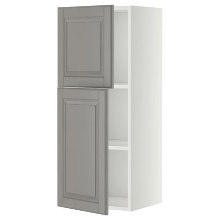 Навесной шкаф с полками/2дверцы, белый/Будбин серый 40x100 см IKEA METOD МЕТОД 894.447.44