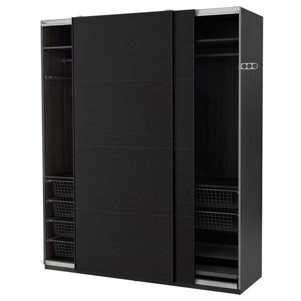 Гардероб ПАКС, черно-коричневый, Ильсенг черно-коричневый (200x66x236 см) - фото 1