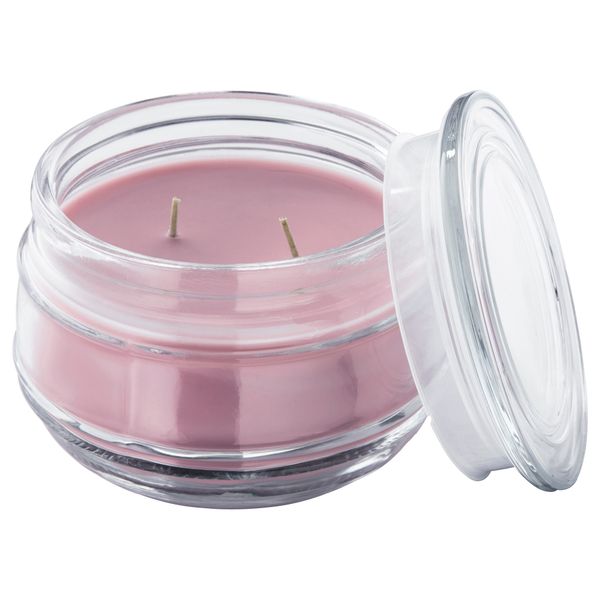 Ароматическая свеча в стакане, 2 фитиля ЛУГГА, Цветение розовый (10 см) - фото 1