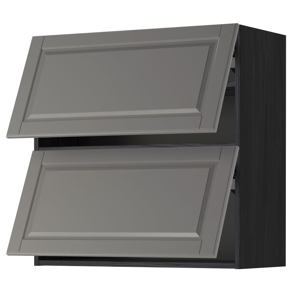 Навесной шкаф, 2 дверцы, горизонтальный МЕТОД, черный, Будбин серый - схема-чертеж с размерами