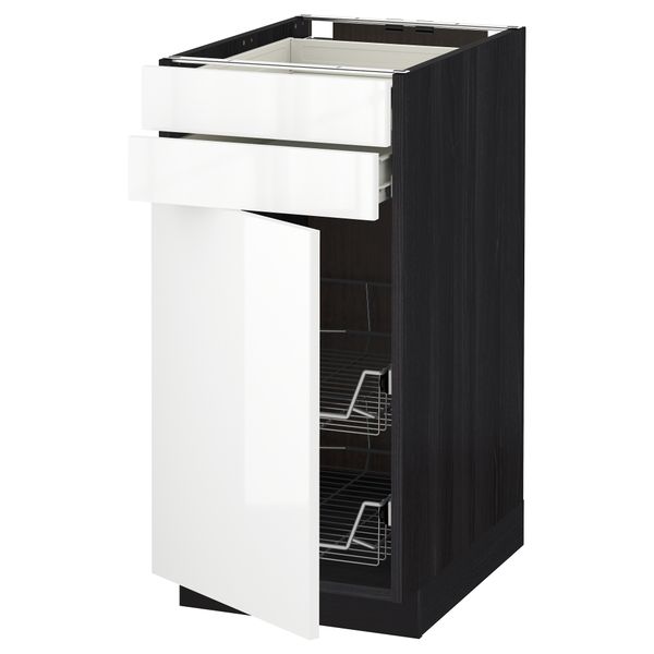 Напольный шкаф, дверца, 2 ящика, проволочных корзин МЕТОД / ФОРВАРА, черный, Рингульт белый - схема-чертеж с размерами