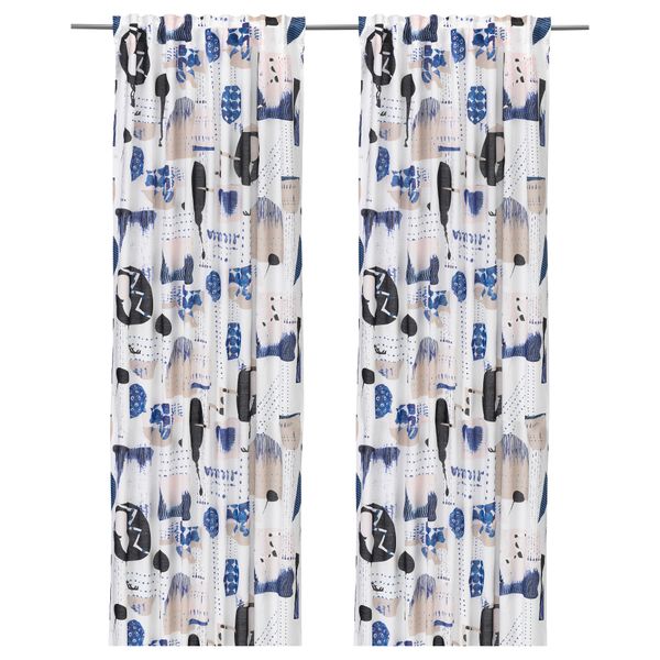 Гардины, 1 пара СИЛВЕРБЮСКЕ, разноцветный (145x300 см) - фото 1