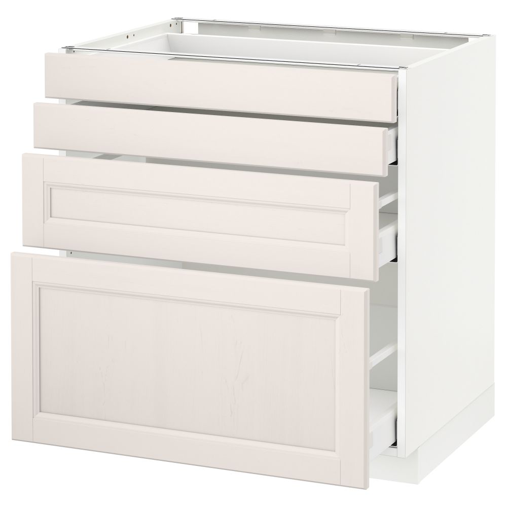 Напольный шкаф 4 фронтальных панели, 4 ящика МЕТОД / МАКСИМЕРА, белый, Лаксарби белый - схема-чертеж с размерами