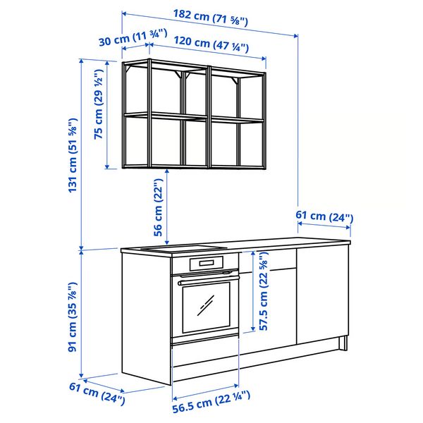 IKEA в интерьере - схема-чертеж с размерами
