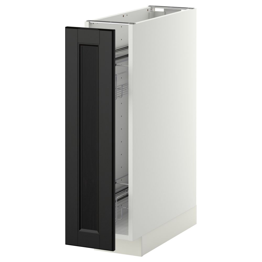 Напольный шкаф, выдвижной внутрений элемент МЕТОД, белый, Лаксарби черно-коричневый (20x60 см) - схема-чертеж с размерами