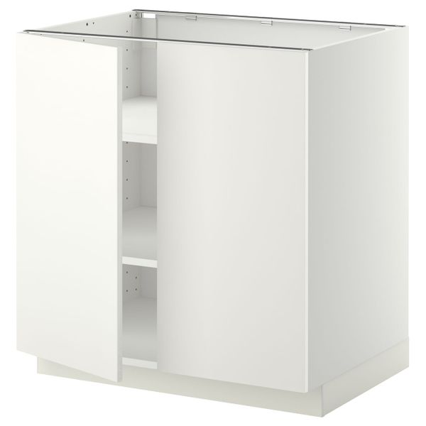 Напольный шкаф с полками/2двери, белый/Хэггеби белый 80x60 см IKEA METOD МЕТОД 592.262.38 - схема-чертеж с размерами