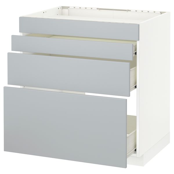 Напольный шкаф для духовки, 4фасада, 3 ящика МЕТОД / ФОРВАРА, белый, Веддинге серый - схема-чертеж с размерами