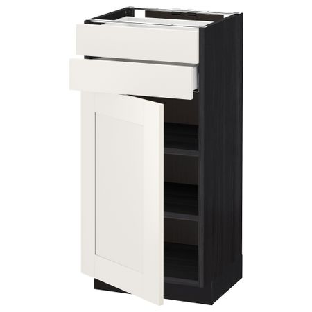 Напольный шкаф с дверцей, 2 ящиками МЕТОД / МАКСИМЕРА, черный, Сэведаль белый