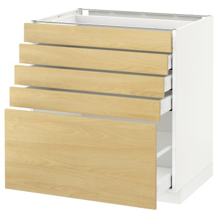 Напольный шкаф с 5 ящиками МЕТОД / МАКСИМЕРА, белый, Тингсрид береза
