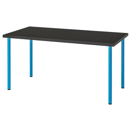 Стол, черно-коричневый/синий 150x75 см IKEA LINNMON ЛИННМОН / ADILS АДИЛЬС 192.790.35