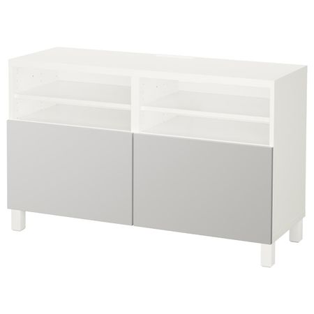 Тумба под ТВ, с дверцами, белый/Лаппвик/стуббарп светло-серый 120x42x74 см IKEA БЕСТО 092.495.72
