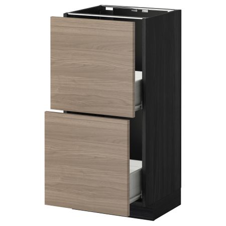 Напольный шкаф с 2 ящиками МЕТОД / ФОРВАРА, черный, Брокхульт светло-серый