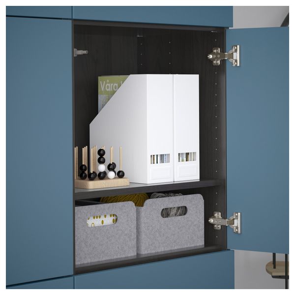 Комбинация для хранения с дверцами БЕСТО, черно-коричневый, Вальвикен темно-синий (120x40x192 см) - схема-чертеж с размерами