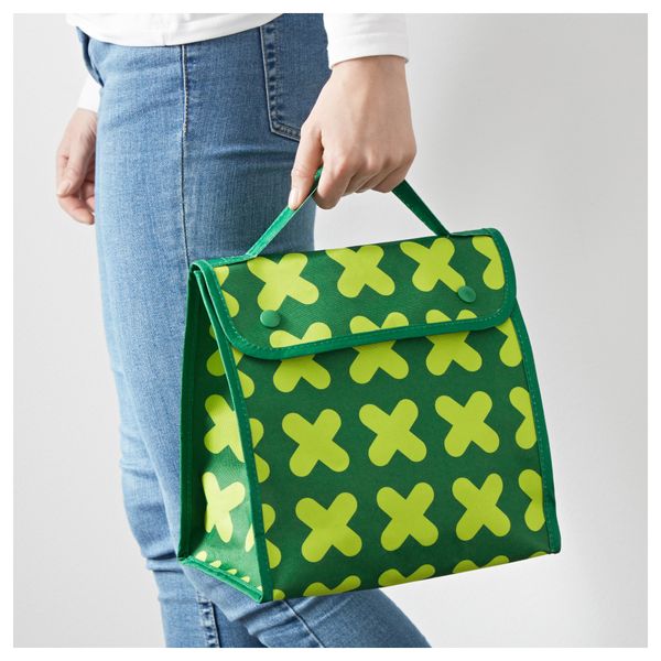 Сумка для завтраков ЭРФОРДЕРЛИГ, зеленый (24x18x25 см) - схема-чертеж с размерами