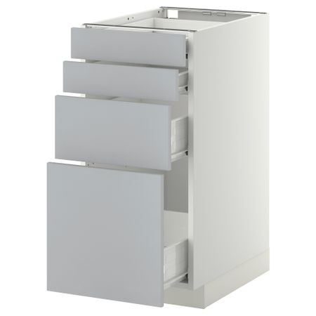 Напольный шкаф 4 фронтальных панели, 4 ящика МЕТОД / ФОРВАРА, белый, Веддинге серый
