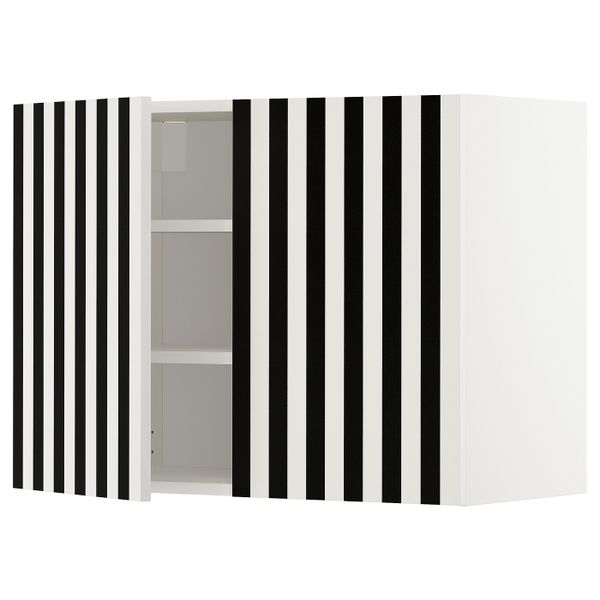 Навесной шкаф с полками/2дверцы, белый, Иттербин с печатным рисунком 80x60 см IKEA МЕТОД 992.870.55 - схема-чертеж с размерами