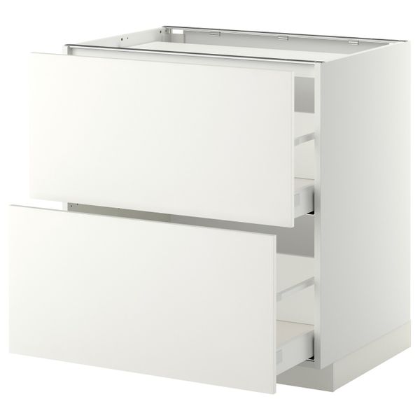 Напольный шкаф, 2 фронтальных панели/2ящика, белый/Хэггеби белый 80x60 см IKEA METOD МЕТОД / MAXIMERA МАКСИМЕРА 392.312.31 - фото 1