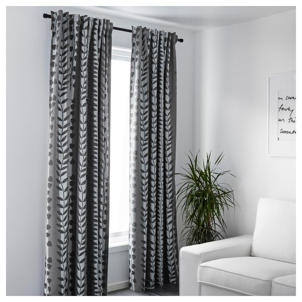 Гардины, блокирующие свет, 1 пара ГУННИ, серый (145x300 см) - фото 2