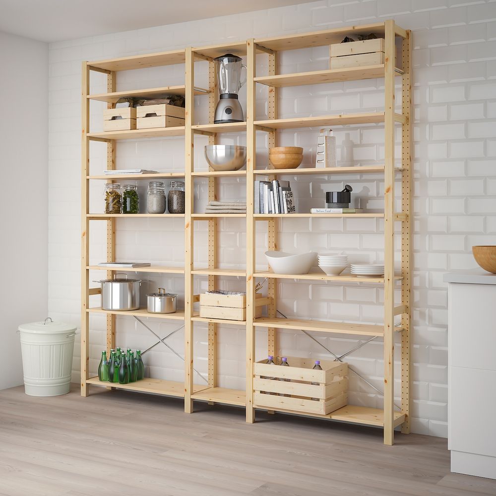 3 секции/полки, сосна 219x30x226 см IKEA IVAR ИВАР 492.483.73 - фото 1