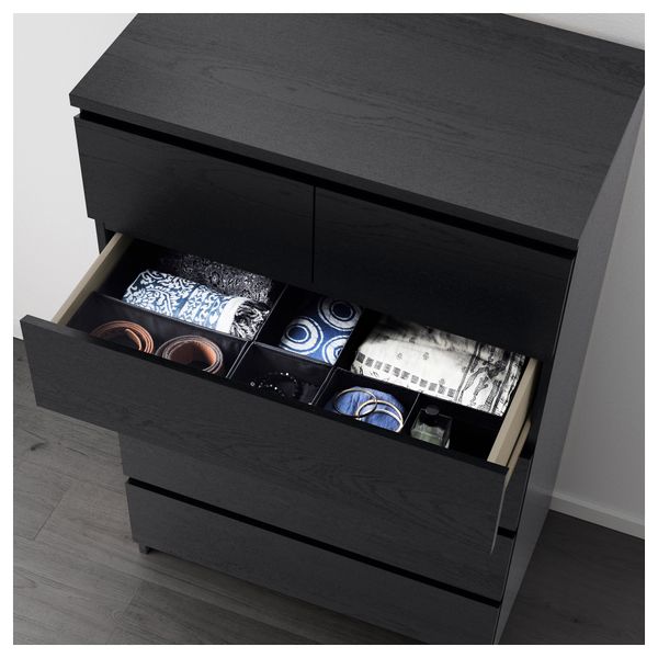 Комод с 6 ящиками МАЛЬМ, черно-коричневый (80x123 см) - фото 4