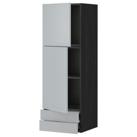 Навесной шкаф, 2 дверцы, 2 ящика МЕТОД / ФОРВАРА, черный, Веддинге серый