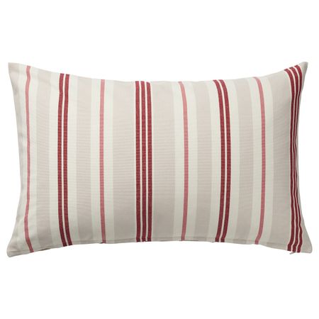 Чехол на подушку, бежевый/красный, в полоску, 40x65 см IKEA СМАЛСТЭКРА 604.474.13