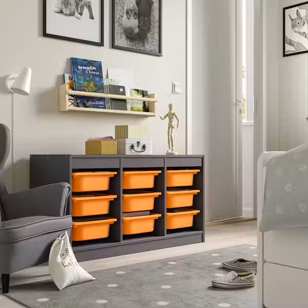 TROFAST Комбинация д/хранения+контейнеры - серый/светло-оранжевый 99x44x56 см - фото 2