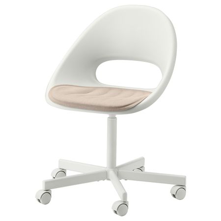 Рабочее кресло c подушкой, белый, бежевый IKEA LOBERGET ЛОБЕРГЕТ / BLYSKÄR БЛИСКЭР 693.318.80