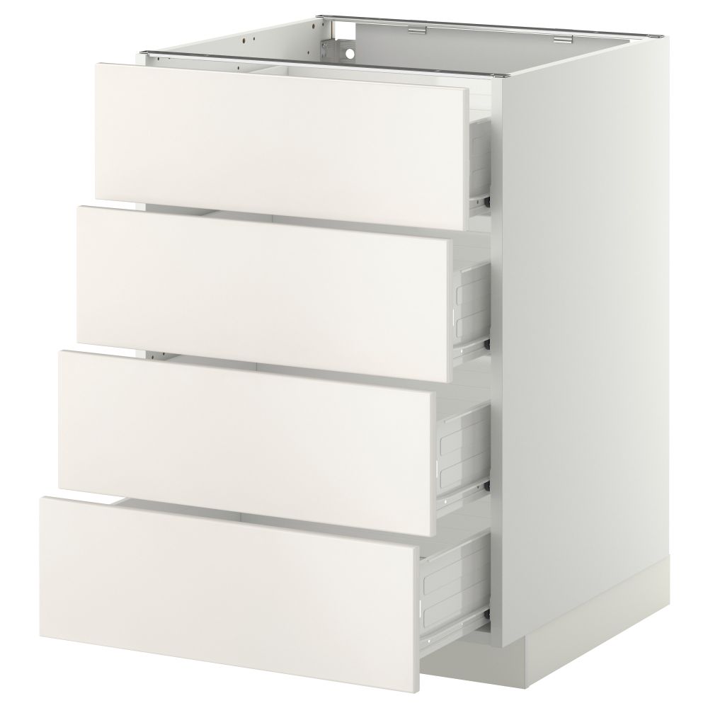 Напольный шкаф 4 фронтальных панели, 4 ящика МЕТОД / ФОРВАРА, белый, Веддинге белый - схема-чертеж с размерами