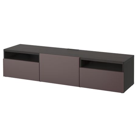 Тумба под ТВ БЕСТО, черно-коричневый, Вальвикен темно-коричневый (180x40x38 см)