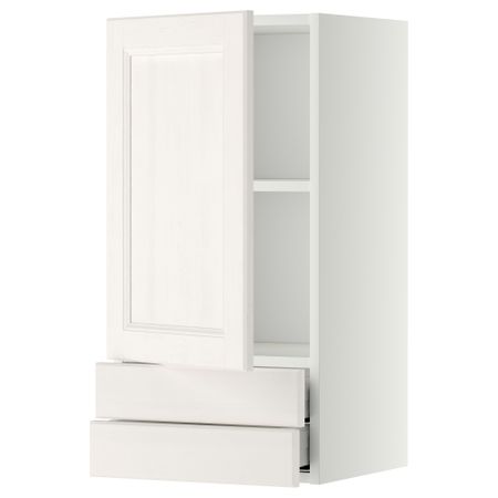 Навесной шкаф с дверцей, 2 ящика МЕТОД / МАКСИМЕРА, белый, Лаксарби белый