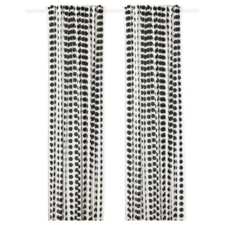 Гардины, 1 пара, белый, черный 145x300 см IKEA КЛАРАСТИНА 804.437.01