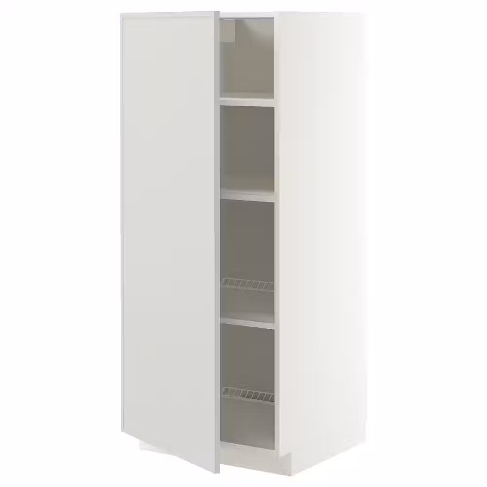 METOD Высокий шкаф с полками - белый/Aspudden светло-серый 60x60x140 см - фото 1