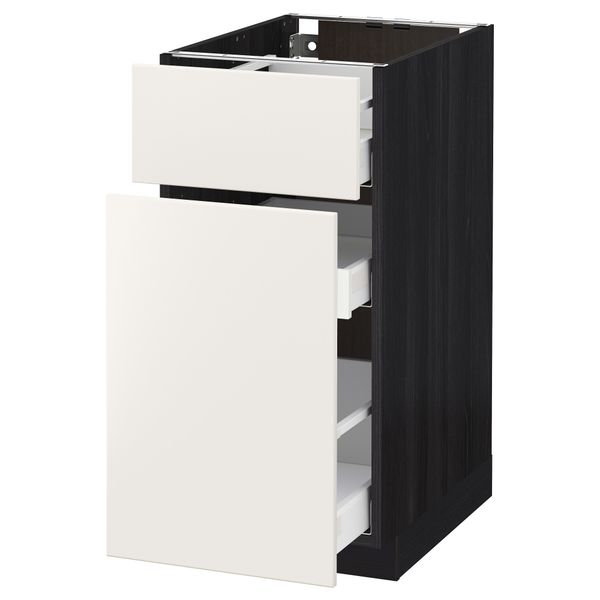 Напольный шкаф, выдвижной секцией, ящик МЕТОД / МАКСИМЕРА, черный, Веддинге белый - схема-чертеж с размерами