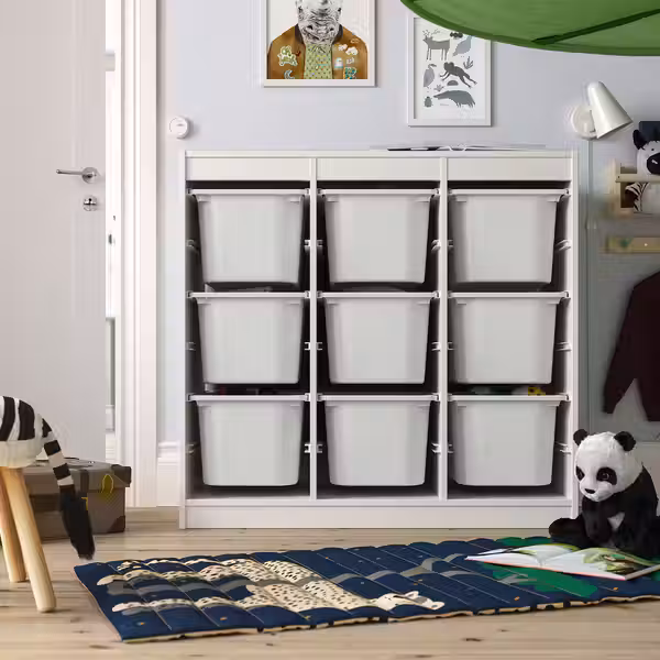 TROFAST Комбинация д/хранения+контейнеры - ширма/белый серый 99x44x94 см - фото 2