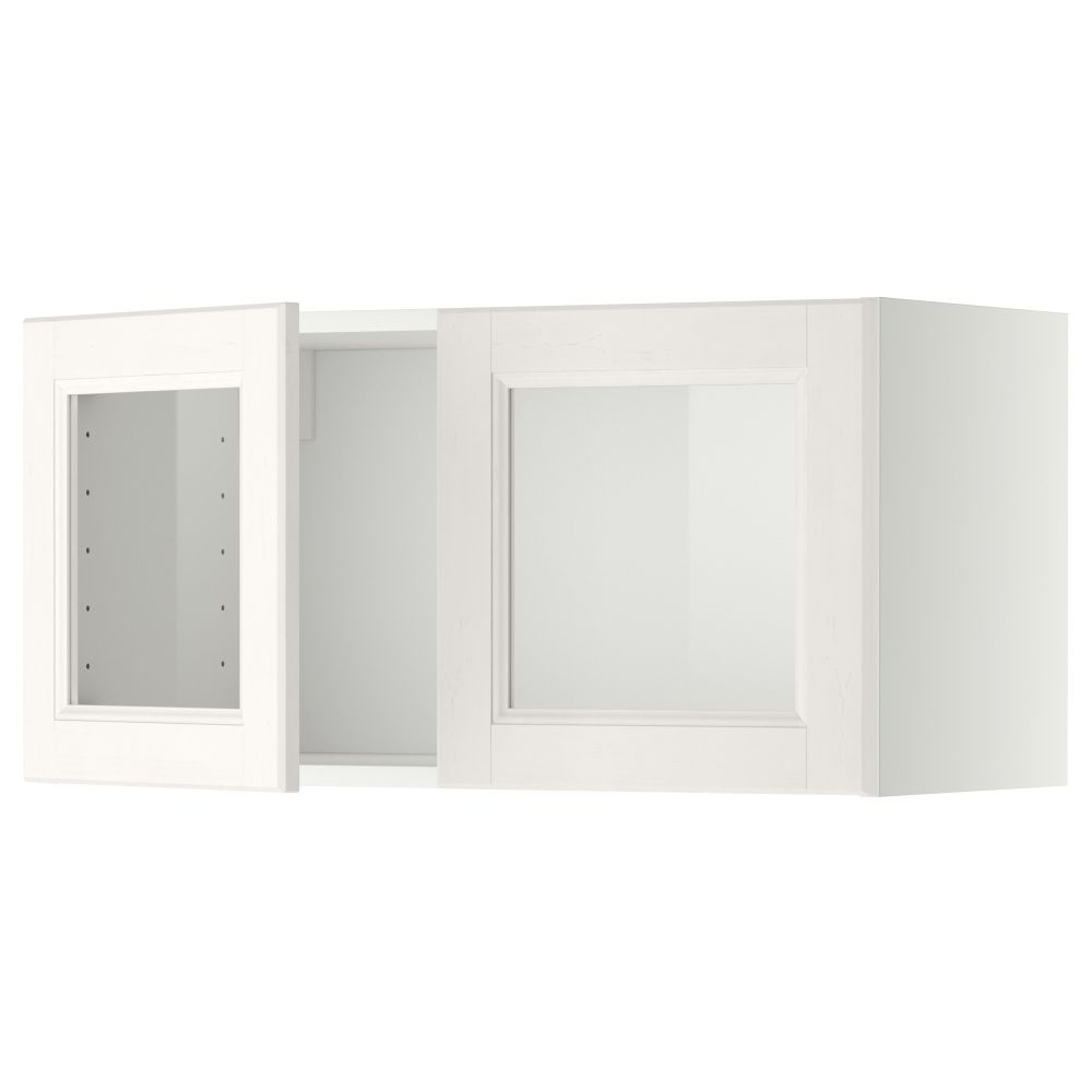 Навесной шкаф с 2 стеклянная дверями МЕТОД, белый, Лаксарби белый (80x40 см) - схема-чертеж с размерами