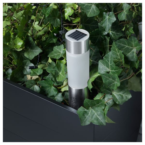 Светодиодная подсветка на солнечных батарея СОЛВИДЕН, цилиндр, цвет алюминия - фото 1