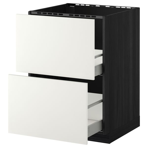 Напольный шкаф под мойку + 2 фронтальных панели, 2 ящика МЕТОД / МАКСИМЕРА, черный, Хэггеби белый - схема-чертеж с размерами