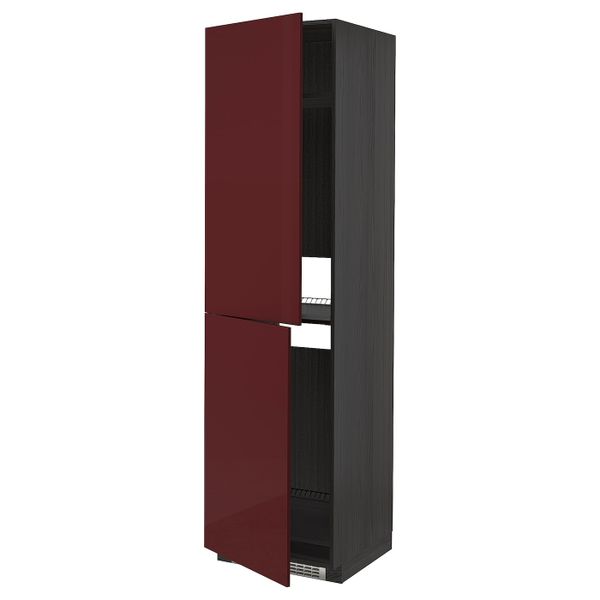 Высокий шкаф для холодильник/мороз, черный Калларп/глянцевый темный красно-коричневый 60x60x220 см IKEA МЕТОД 193.281.49 - схема-чертеж с размерами