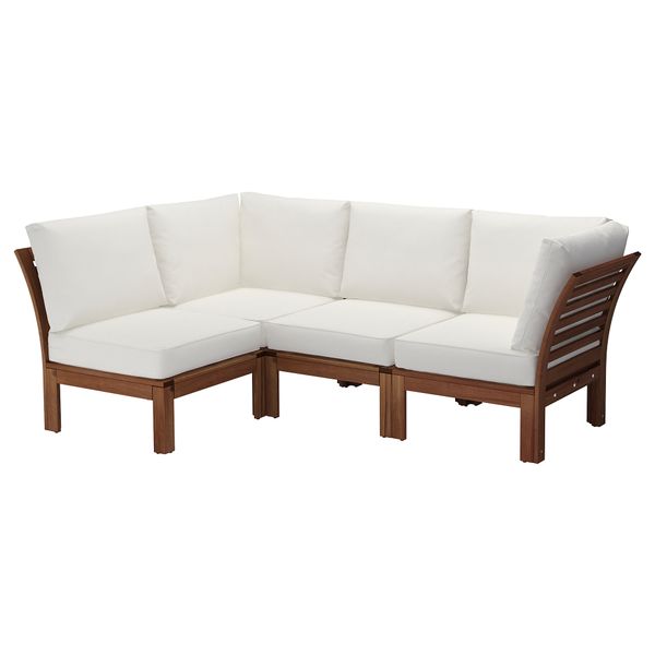 Садовый угловой диван 3 + 1 ЭПЛАРО, коричневая морилка, Кунгсэ белый (143/223x80x73 см) - схема-чертеж с размерами