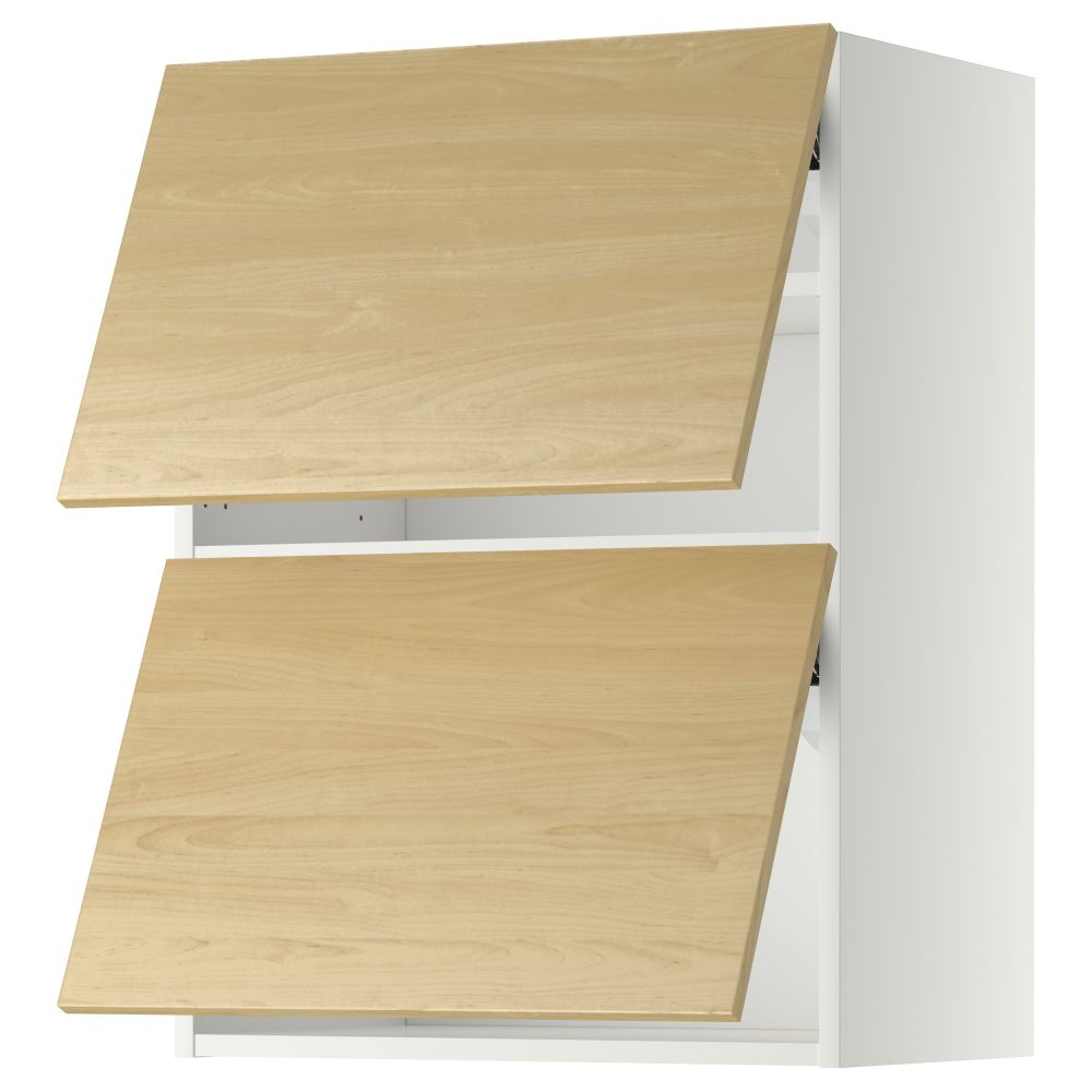 Навесной шкаф, 2 дверцы, горизонтальный МЕТОД, белый, Тингсрид береза - схема-чертеж с размерами