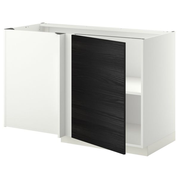 Угловой напольный шкаф с полкой, белый, Тингсрид черный 128x68 см IKEA МЕТОД 492.247.44 - схема-чертеж с размерами