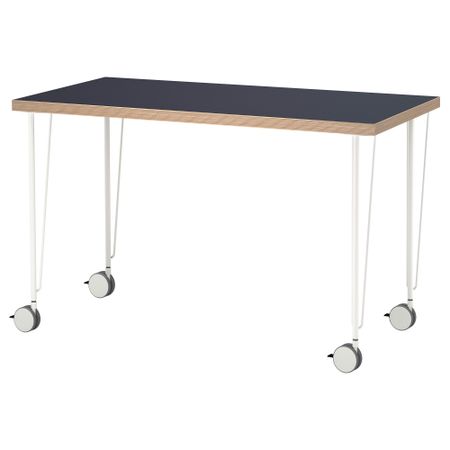 Стол ЛИННМОН / КРИЛЛЕ, синий, белый (120x60 см)