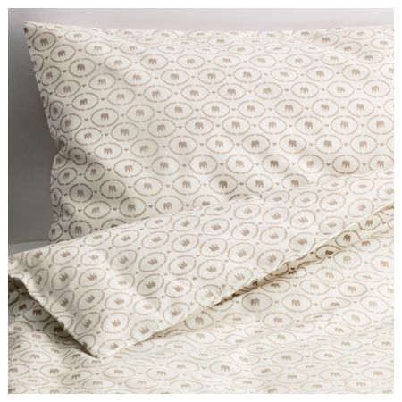 Пододеяльник, наволочка для кроватки ЭРТЕВЭН, белый, бежевый (110x125/35x55 см)