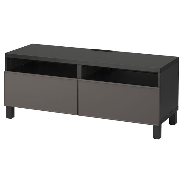 Тумба для ТВ с ящиками БЕСТО, черно-коричневый, Грундсвикен темно-серый (120x40x48 см) - фото 1