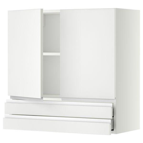 Навесной шкаф, 2 дверцы, 2 ящика МЕТОД / МАКСИМЕРА, белый, Нодста белый - фото 1