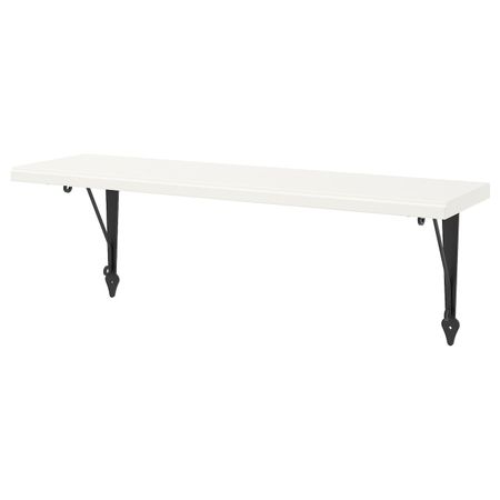 Полка навесная, осина, белая морилка 80x20 см IKEA TRANHULT ТРАНГУЛЬТ / KROKSHULT КРОКСГУЛЬТ 993.363.34