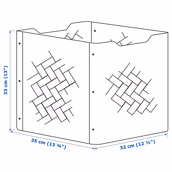 BULLIG Ящик - бамбук/коричневый 32x35x33 см - схема-чертеж с размерами